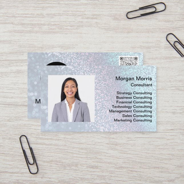 Carte De Visite Logo de QRCode Photo Professional Entreprise (Devant/Arrière en situation)