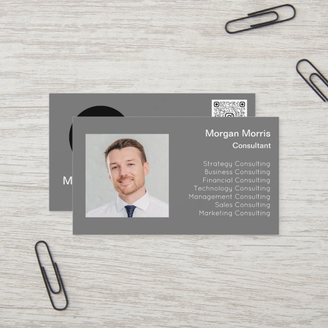 Carte De Visite Logo de QRCode Photo Professionnel Entreprise Cowo (Devant/Arrière en situation)