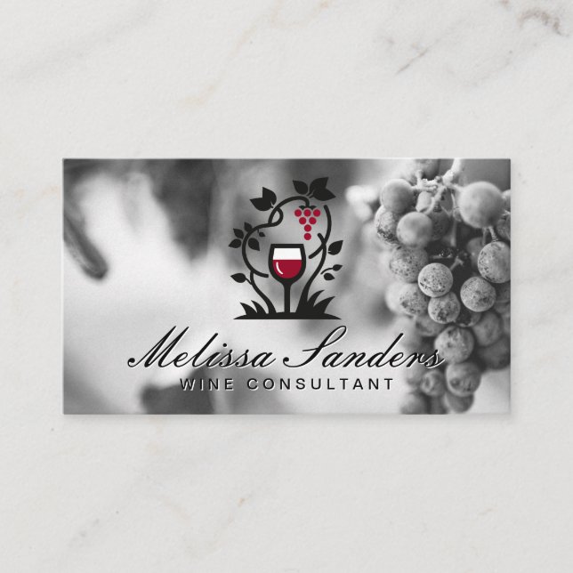 Carte De Visite Logo de raisins en verre de vin | Raisins (Devant)