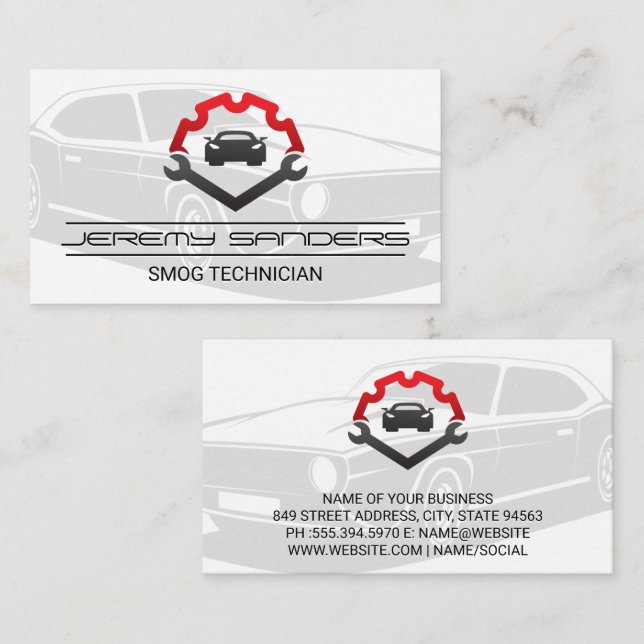 Carte De Visite Logo de réparation automatique | Services de voitu (Devant / Derrière)