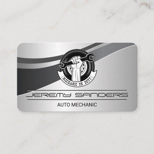 Carte De Visite Logo de réparation automobile | Mécanique en servi (Devant)