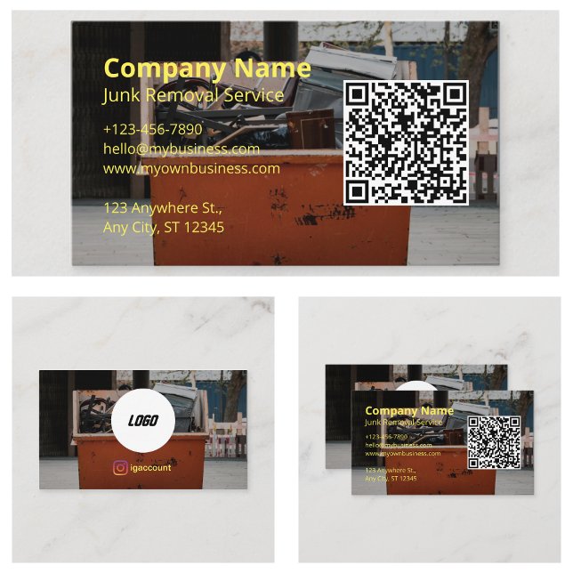 Carte De Visite Logo de retrait de déchets de conception professio (Professional Design Junk Removal Logo Business Card
)