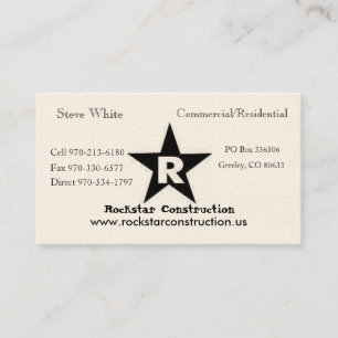 Carte De Visite Logo de ROCKSTAR, Rockstar Constructi… - Customisé