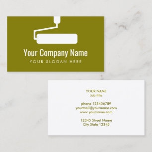 Carte De Visite Logo de rouleau de peinture vert olive moderne