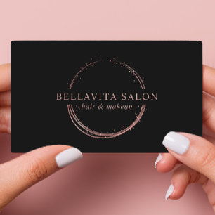 Carte De Visite Logo de salon de cercle abstrait en or rose