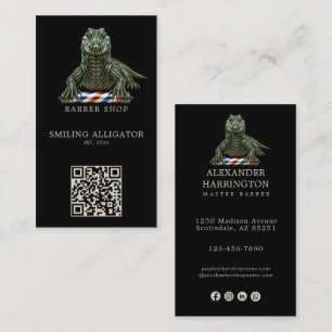 Carte De Visite Logo de salon de coiffure Alligator Émeraude Moder