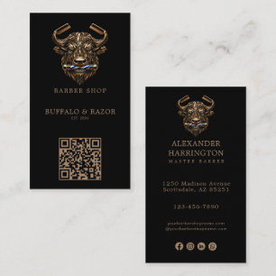 Carte De Visite Logo de salon de coiffure moderne en bronze buffle