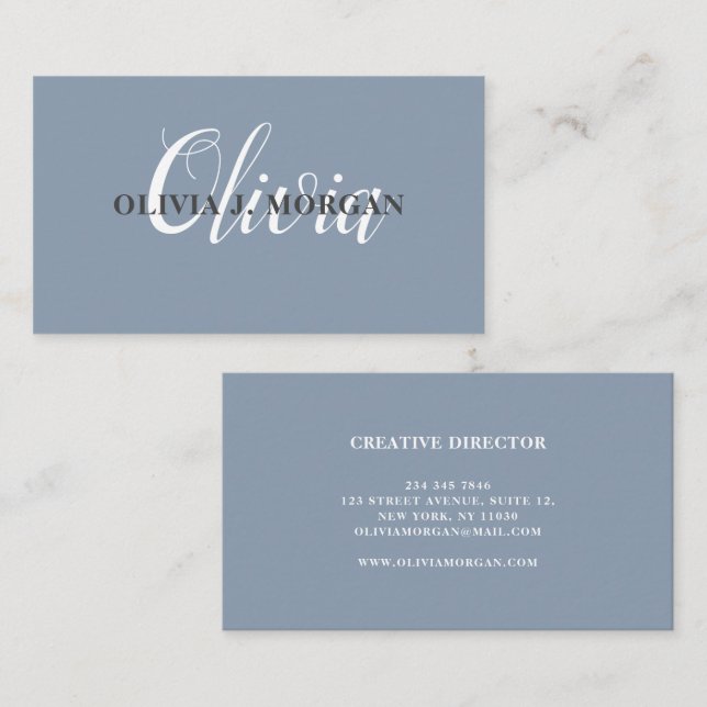 Carte De Visite Logo de script moderne nom professionnel minimal (Devant / Derrière)