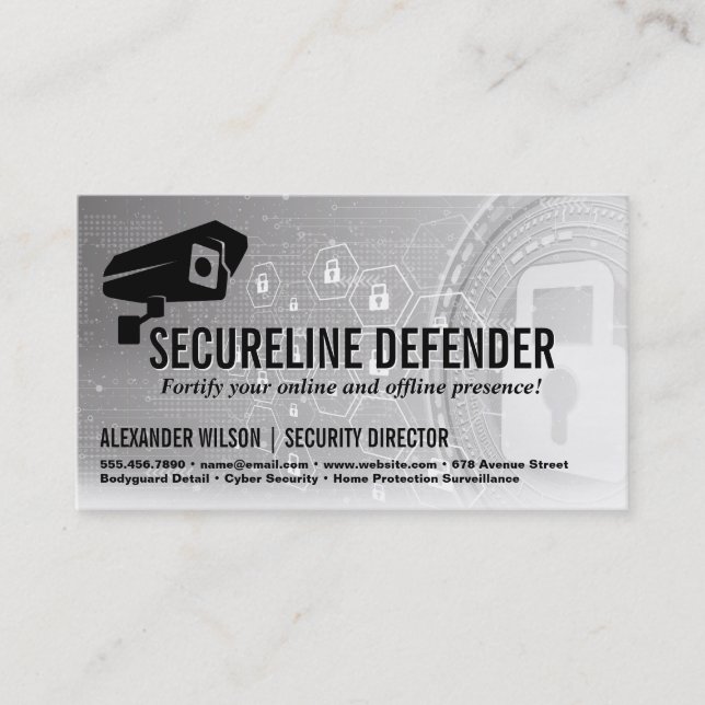 Carte De Visite Logo de sécurité | Cyber Tech Lock Arrière - plan (Devant)