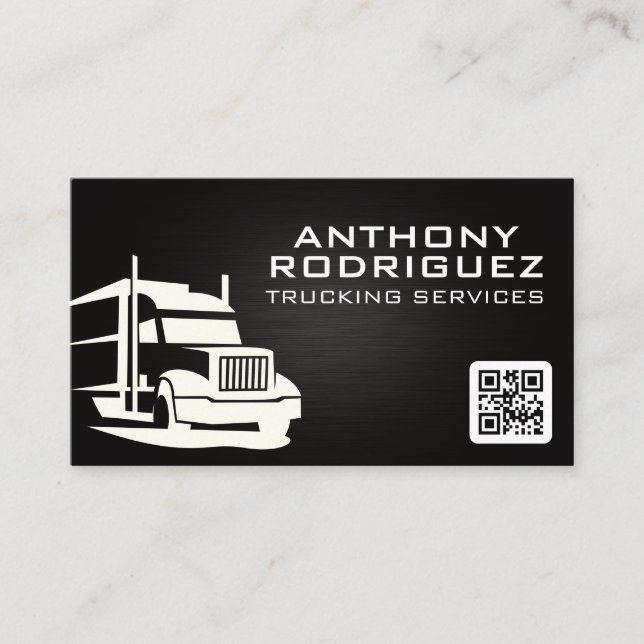 Carte De Visite Logo de semi-camion | Camionnage | Code QR (Devant)
