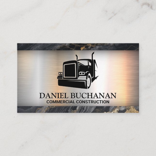 Carte De Visite Logo de semi-camion | Métallique | Marbre (Devant)