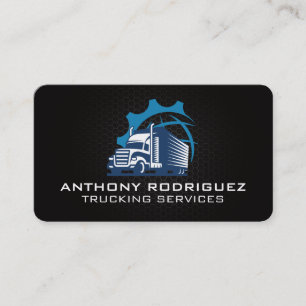 Carte De Visite Logo de semi-remorque bleu   Transport