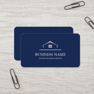 Carte De Visite Logo de service de nettoyage de maison noir modern