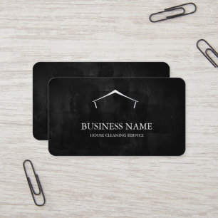 Carte De Visite Logo de service de nettoyage de maison noir modern
