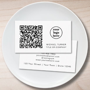Carte De Visite Logo de société de code QR moderne professionnel