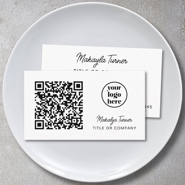 Carte De Visite Logo de société de code QR moderne professionnel (Créateur téléchargé)