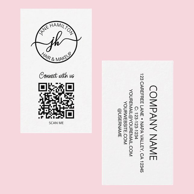 Carte De Visite Logo de société moderne à cercle de code QR (Créateur téléchargé)