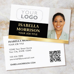 Carte De Visite Logo de société professionnel QR Noir Or