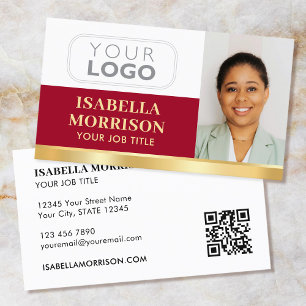 Carte De Visite Logo de société professionnel QR Rouge Or