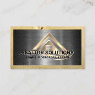 Carte De Visite Logo de solutions immobilières Métallique et boi