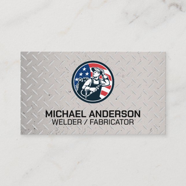 Carte De Visite Logo de souder américain | Plaque en acier (Devant)