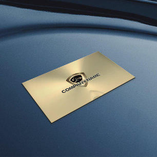 Carte De Visite Logo de style métallique en faux or de luxe automo
