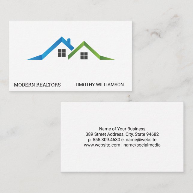 Carte De Visite Logo de style moderne de l'immobilier (Devant / Derrière)