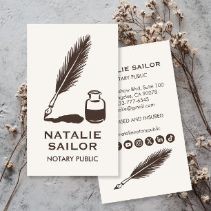 Carte De Visite Logo de stylo à encre plume personnalisé pour nota