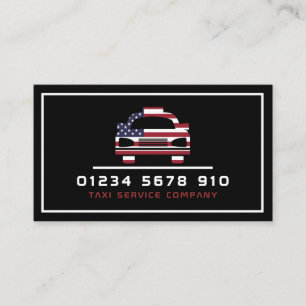 Carte De Visite Logo de taxi de drapeau américain, listes des prix