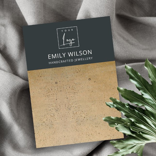 CARTE DE VISITE LOGO DE TEXTURE DE TERRACOTTE NOIR DE RUSSIE ÉCRAN (Créateur téléchargé)