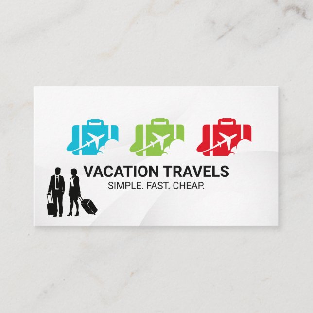Carte De Visite Logo de valise d'avion | Personnes d'affaires (Devant)