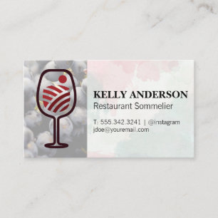Carte De Visite Logo de vignoble vinicole   Aquarelle   Raisins de