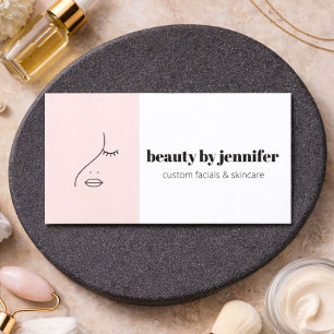 Carte De Visite Logo de visage minimaliste Blush rose Facialiste