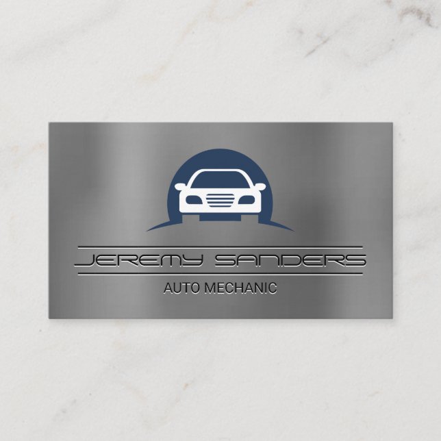Carte De Visite Logo de voiture | Arrière - plan métallique (Devant)