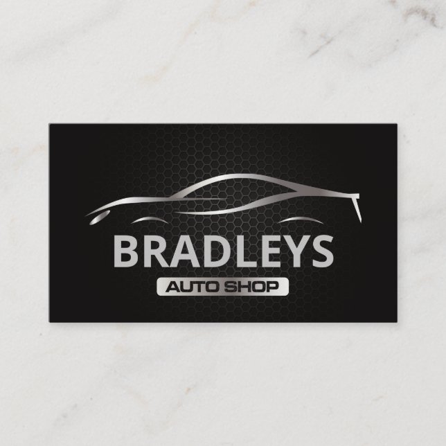 Carte De Visite Logo de voiture de sport automobile métallique | F (Devant)