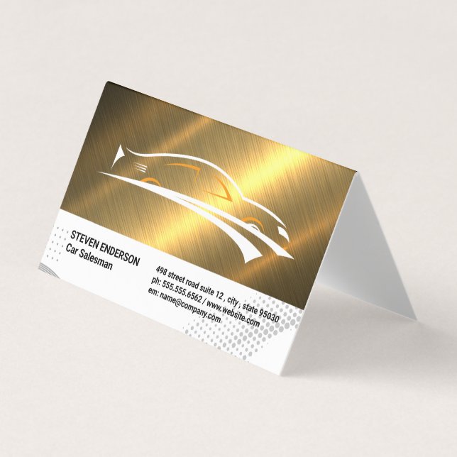 Carte De Visite Logo de voiture de sport | Métallique d'or (Devant)