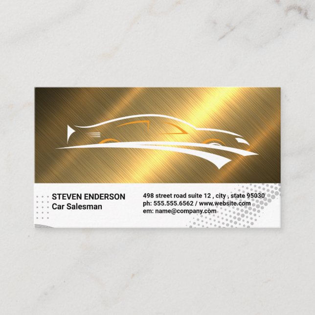 Carte De Visite Logo de voiture de sport | Métallique d'or (Devant)