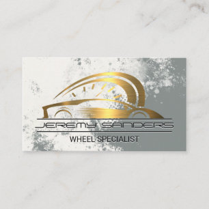 Carte De Visite Logo de voiture de sport métallisé or Auto