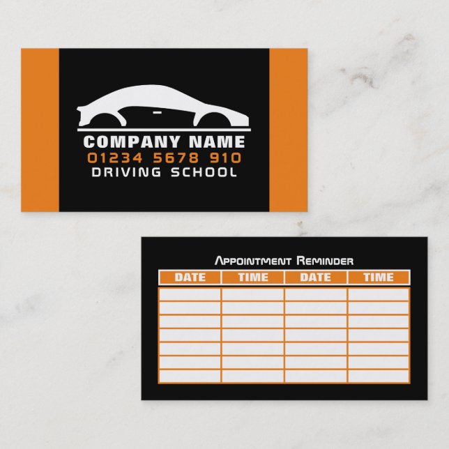 Carte De Visite Logo de voiture, Ecole de Conduite / Nomination d' (Devant / Derrière)