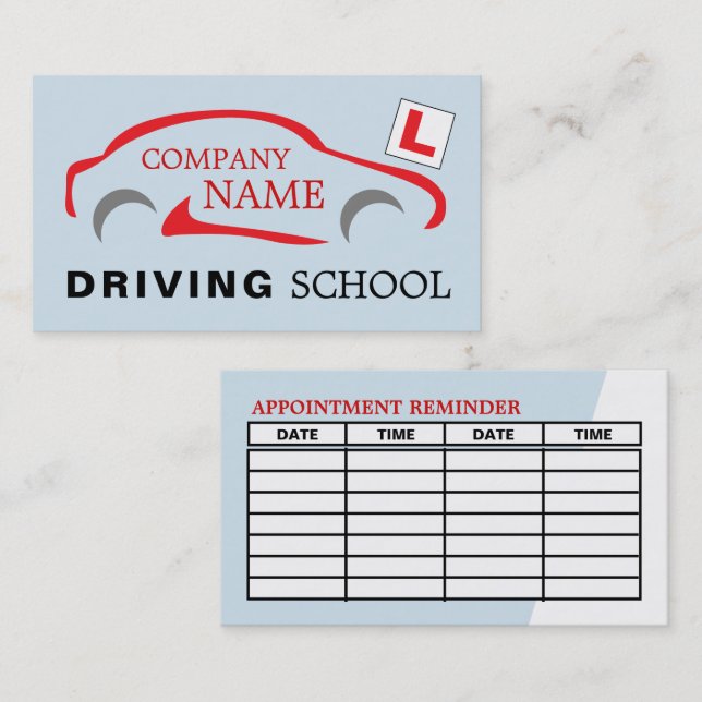 Carte De Visite Logo de voiture, Ecole de Conduite / Nomination d' (Devant / Derrière)