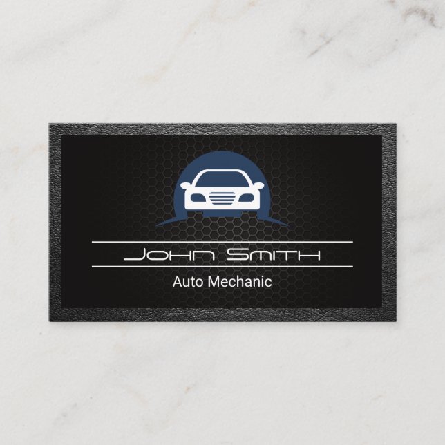Carte De Visite Logo de voiture | Fibre de carbone | Cuir (Devant)