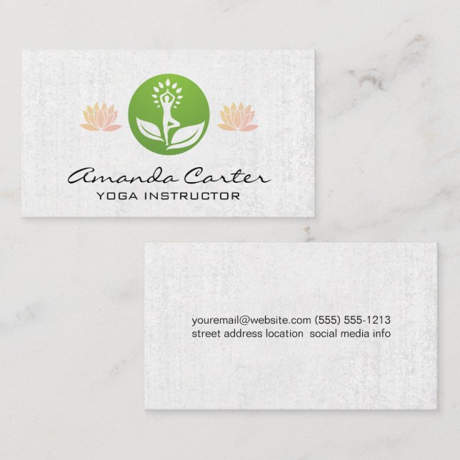Carte De Visite Logo de yoga | Fleurs Lotus (Devant / Derrière)