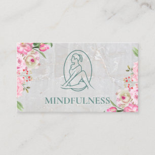 Carte De Visite Logo de yoga Fleurs roses de marbre