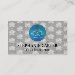 Carte De Visite Logo de Yoga Studio   Lotus Flower Motif