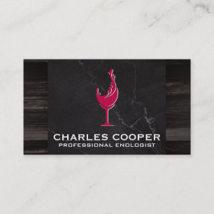 Carte De Visite Logo d'éclaboussure en verre de vin Marbre et bo