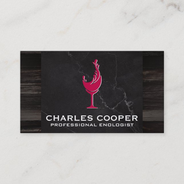 Carte De Visite Logo d'éclaboussure en verre de vin | Marbre et bo (Devant)