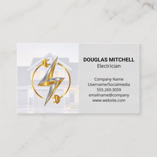 Carte De Visite Logo d'électricité | Maison résidentielle (Devant)