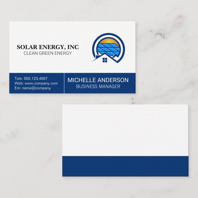 Carte De Visite Logo d'énergie à écran solaire | Accueil (Devant / Derrière)