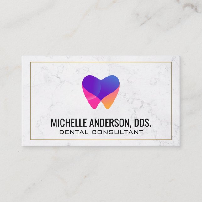 Carte De Visite Logo dentaire coloré | Marbre (Devant)