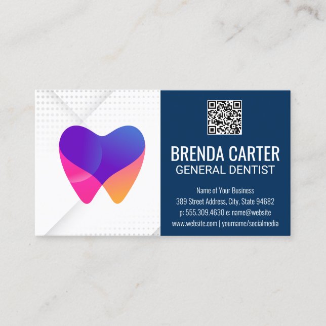 Carte De Visite Logo Dental Teeth | Code d'analyse QR | Santé (Devant)